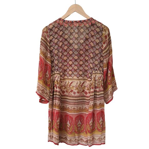 RAGA x Revolve Athena Tunic Mini Dress Embroidered Sheer Fall Floral Size Small - Picture 11 of 12